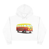 Peace Love and Happiness Bus Women's Crop Hoodie