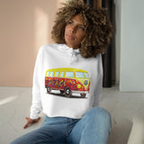 Peace Love and Happiness Bus Women's Crop Hoodie